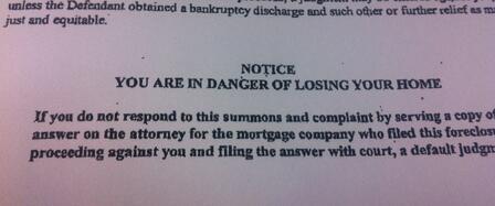 In judicial foreclosure states, homeowners in default will be served a summons and complaint, which they should promptly respond to.