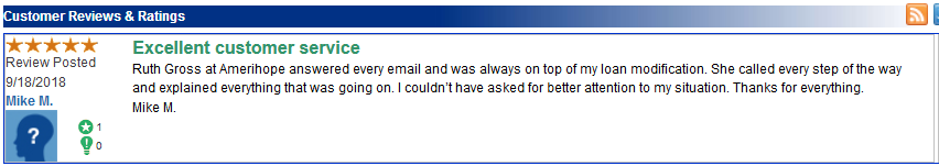 Amerihope Alliance Legal Services has helped more than 7,000 homeowners get a loan modification in the 10 years we've been in business. Many of our satisfied clients have left us reviews online. In September 2018, we received a large number of reviews (all five stars) on a site called TrustLink.