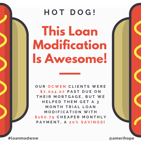 SLM_Ocwen17Our Ocwen clients were $7,024.07 past due on their mortgage, but we helped them get a 3 month trial loan modification with $160.79 cheaper monthly payment, a 20% savings!