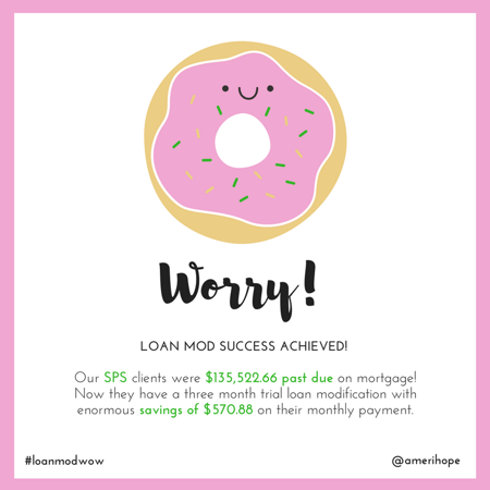 Our SPS clients were $135,522.66 past due on mortgage! Now they have a three month trial loan modification with enormous savings of $570.88 on their monthly payment.