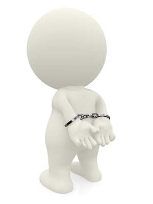 3D man with handcuffs isolated over a white background