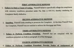 When your bank serves you with a foreclosure complaint for not paying your mortgage, you have a right to answer it and deny its charges and raise your own affirmative defenses, which you should <a href=